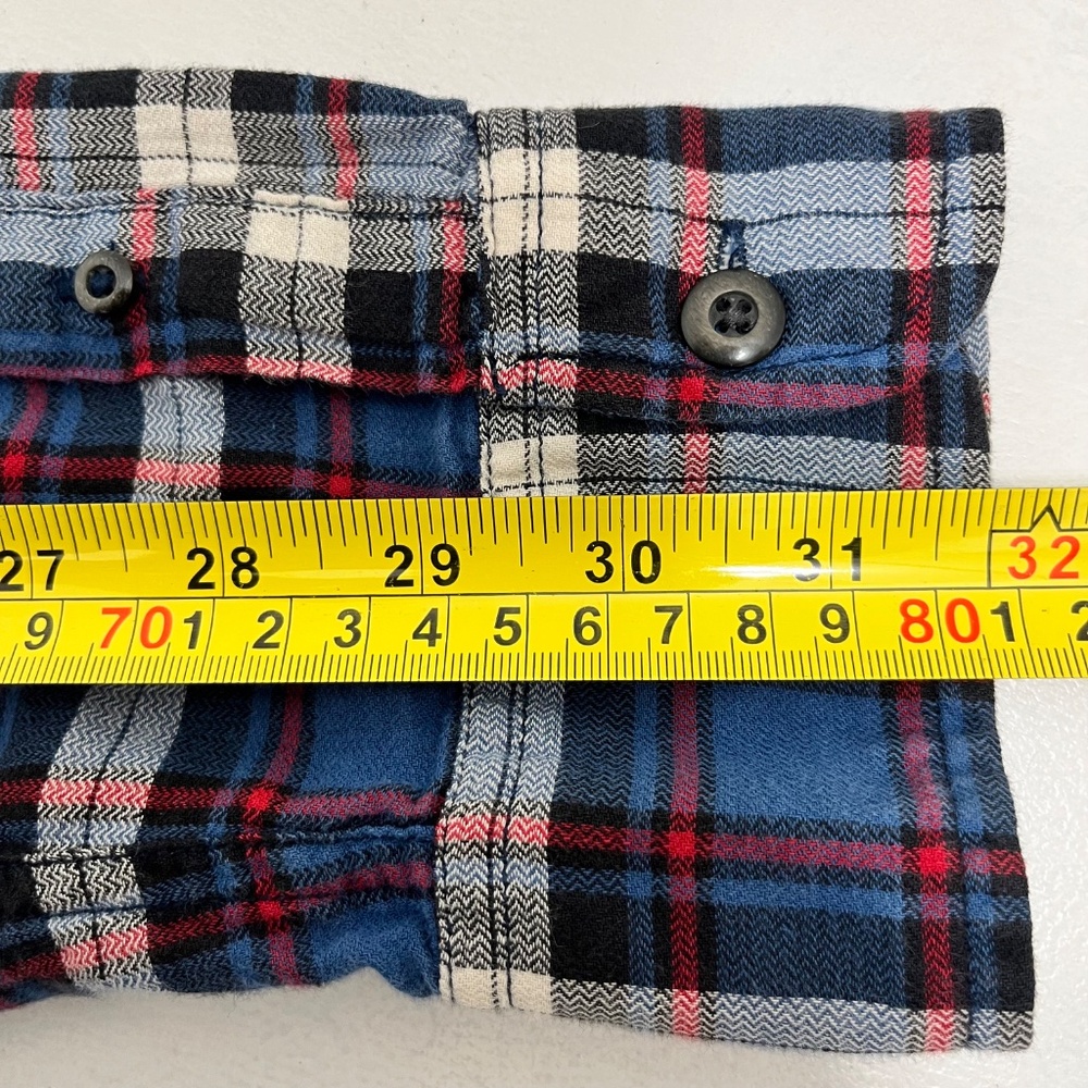 American‎ Eagle Outfitters Mens Size L Button Up Shirt Blue Plaid Athletic Fit - Picture 10 of 10